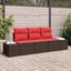 Sofa Sæt med pude 3 pcs Brun polyrattan