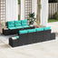 Havesofa Sæt 8 stk. Sort polyrattan
