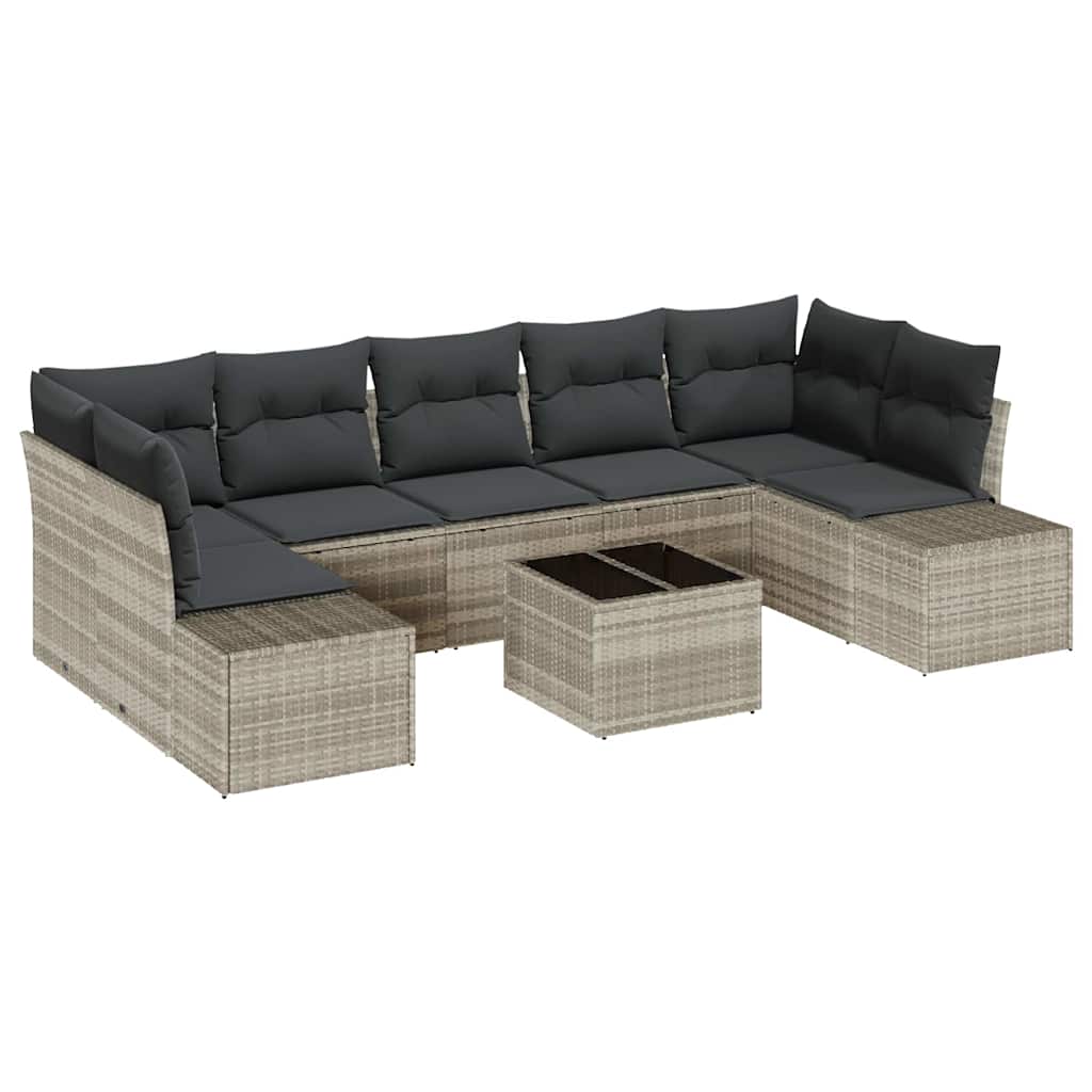 Havesofa Sæt 8 stk. Lysegrå polyrattan