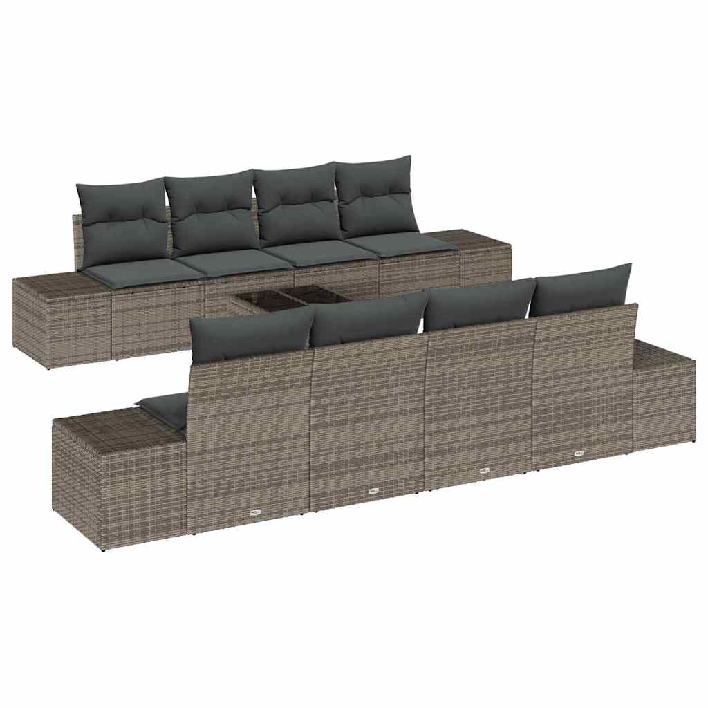 Havesofa Sæt med pude 7 pcs Grå polyrattan