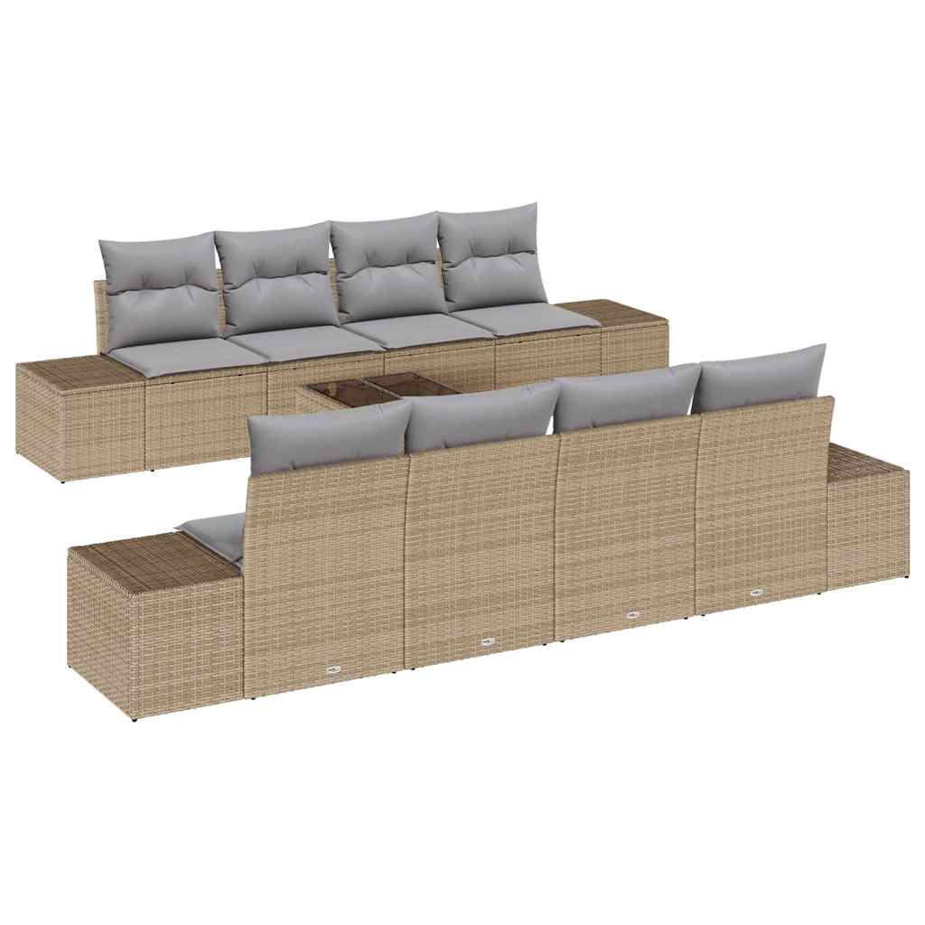 Havesofa Sæt 7 stk. Beige og lys grå polyrattan