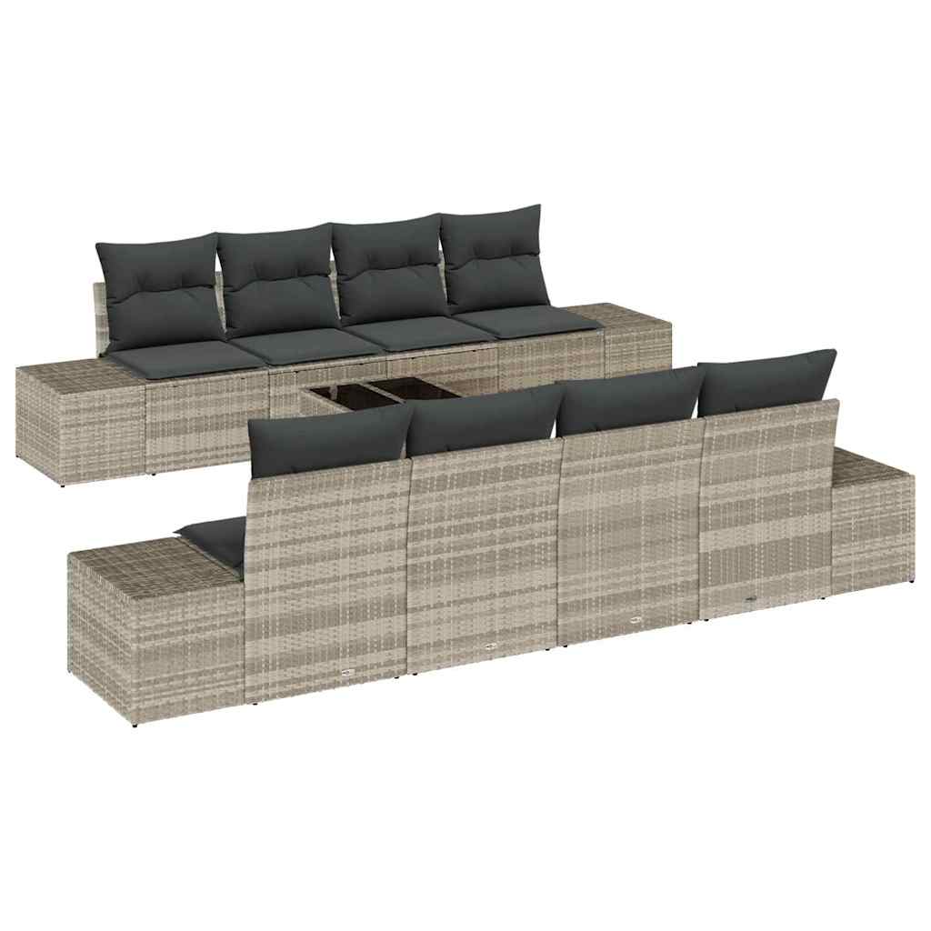 Havesofa Sæt med pude 7 pcs Lysegrå polyrattan
