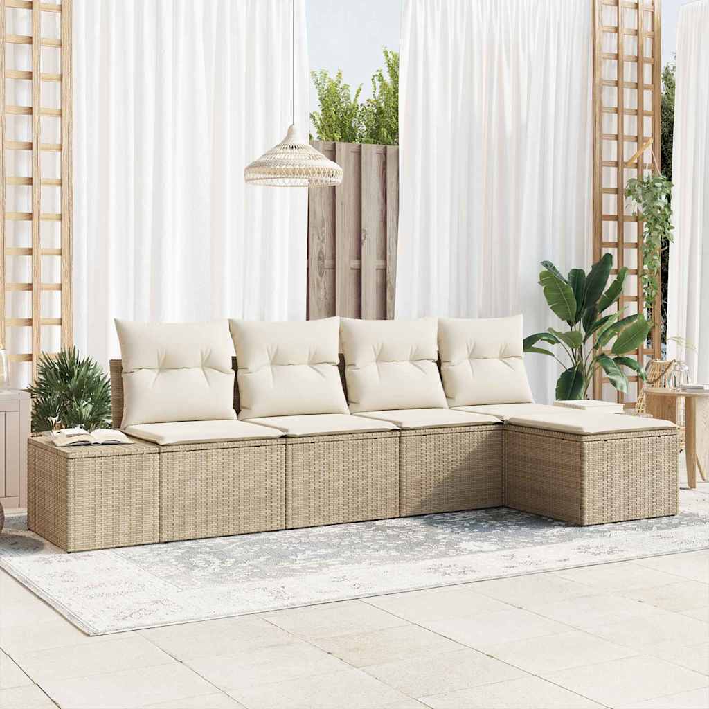 Havesofa Sæt 5 stk. Beige polyrattan