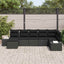 Havesofa Sæt med pude 7 pcs Sort polyrattan