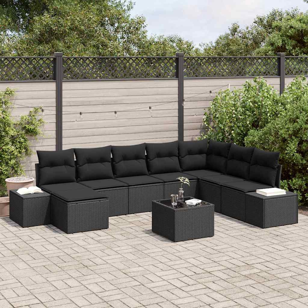 Havesofa Sæt med pude 9 pcs polyrattan
