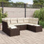 Havesofa Sæt med pude 6 pcs Brun polyrattan