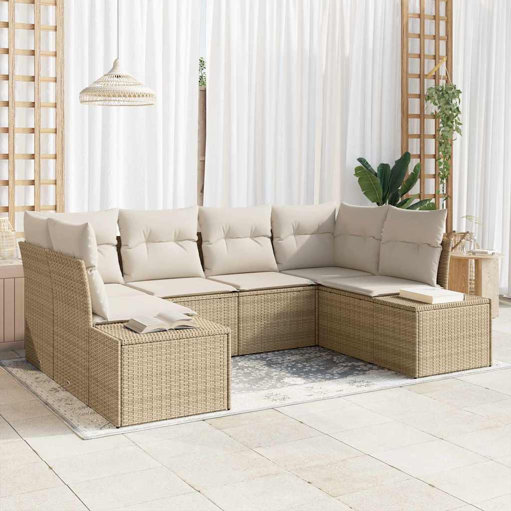 Havesofa Sæt 6 stk. Beige polyrattan