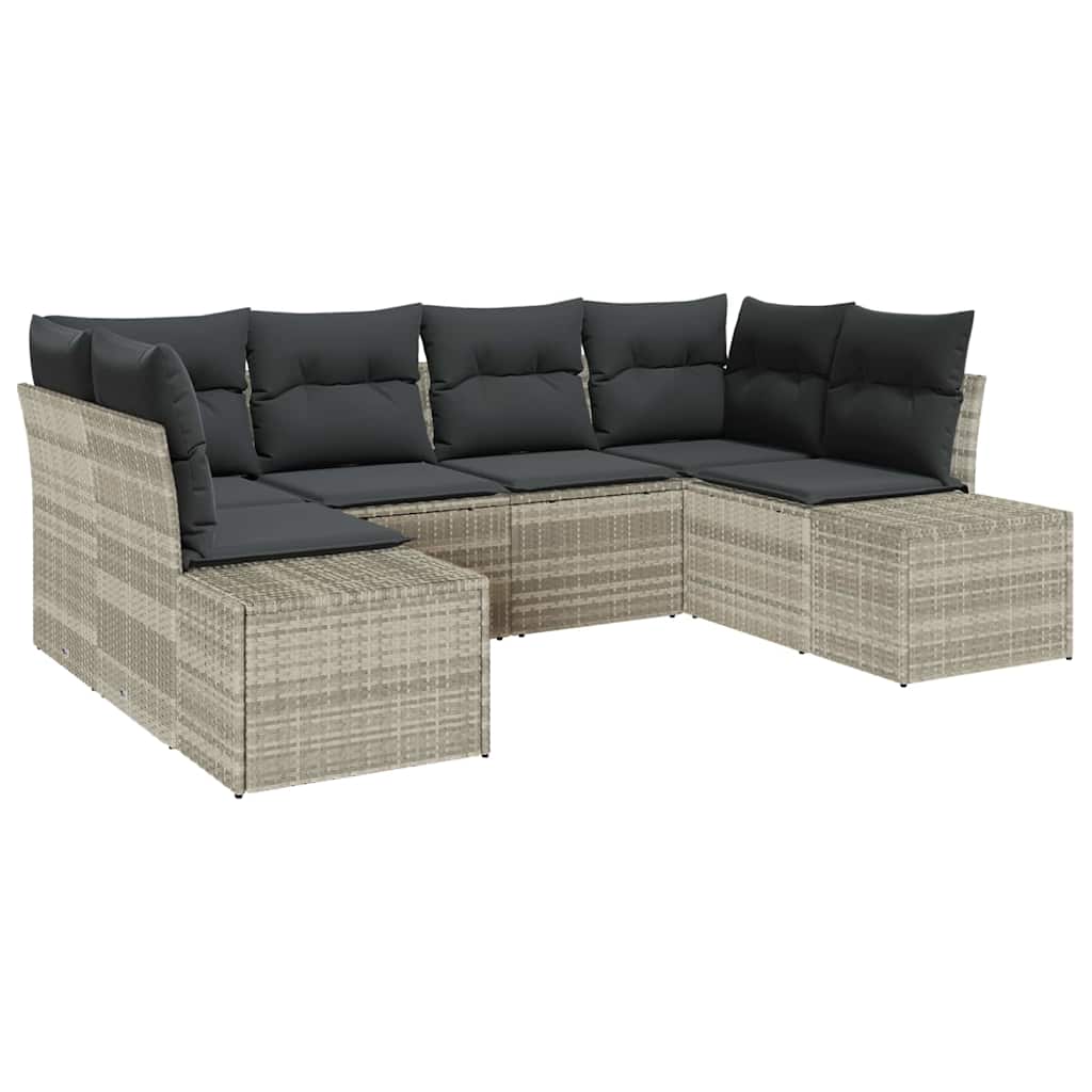 Havesofa Sæt 6 stk. Lysegrå polyrattan