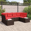 Havesofa Sæt med pude 6 pcs Brun polyrattan
