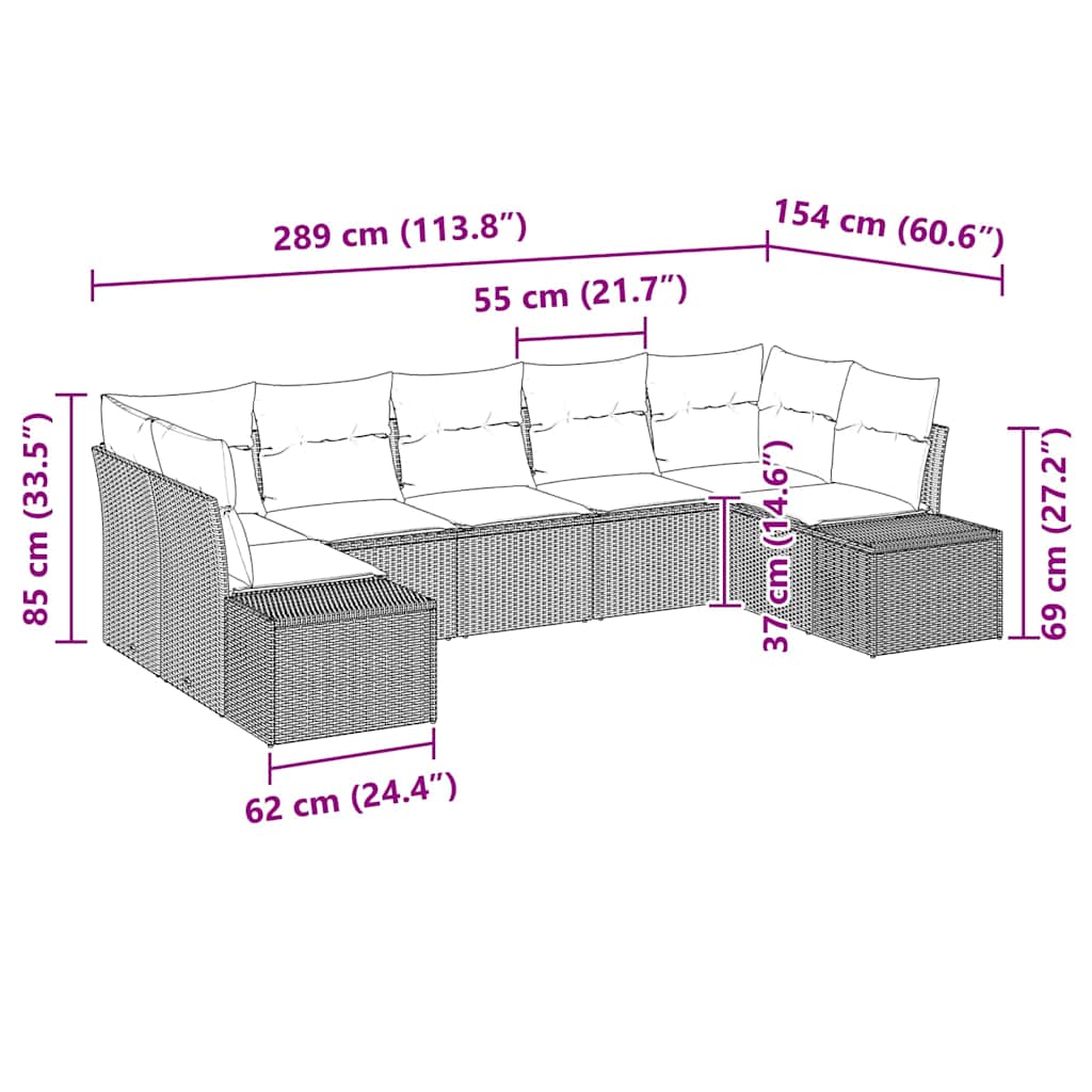 Havesofa Sæt med pude 7 pcs Lysegrå polyrattan