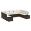 Havesofa Sæt med pude 9 pcs Brun polyrattan