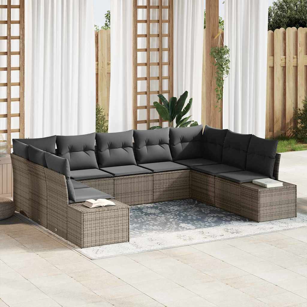 Havesofa Sæt 9 stk. Grå polyrattan