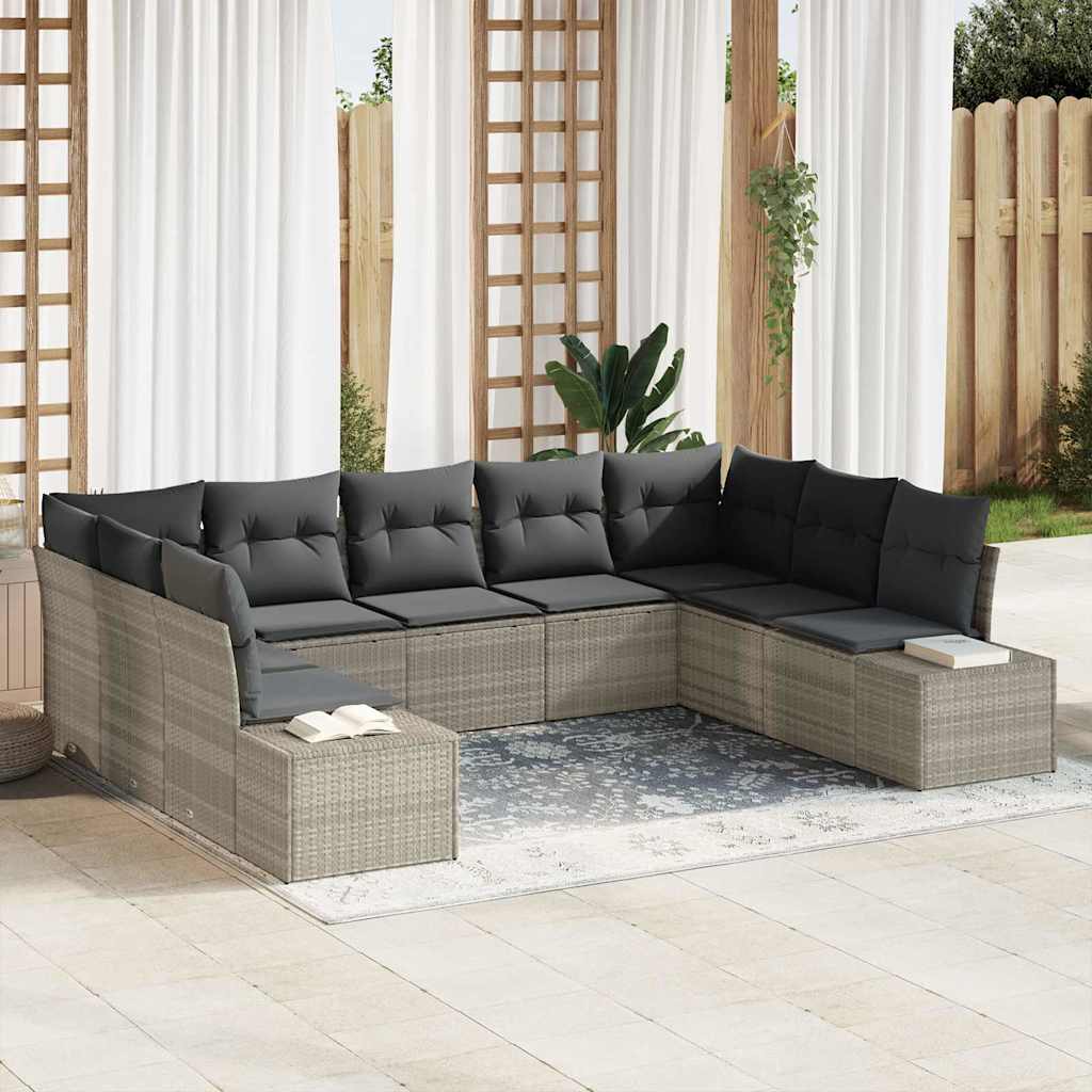Havesofa Sæt 9 stk. Lysegrå polyrattan