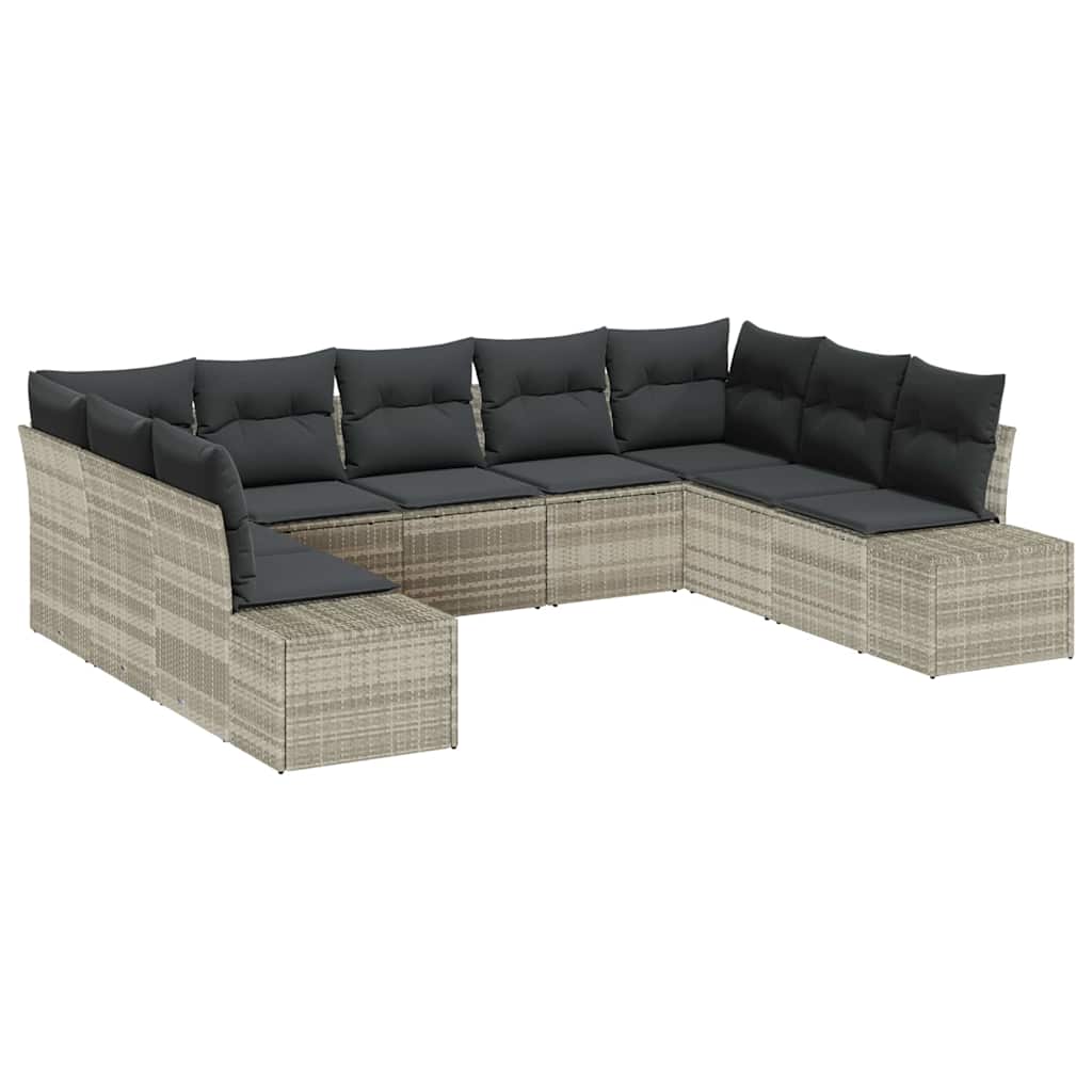 Havesofa Sæt 9 stk. Lysegrå polyrattan