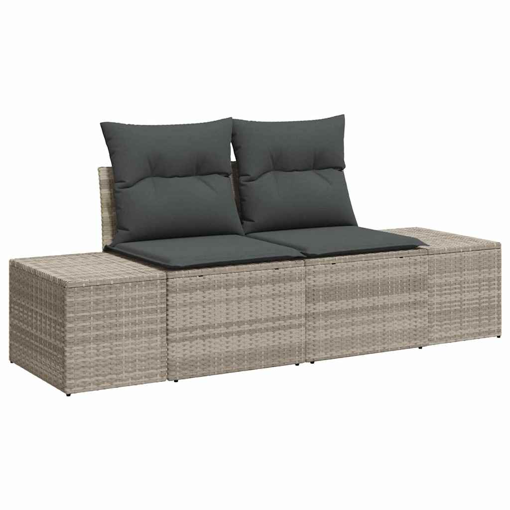 Havesofa Sæt 9 stk. Lysegrå polyrattan