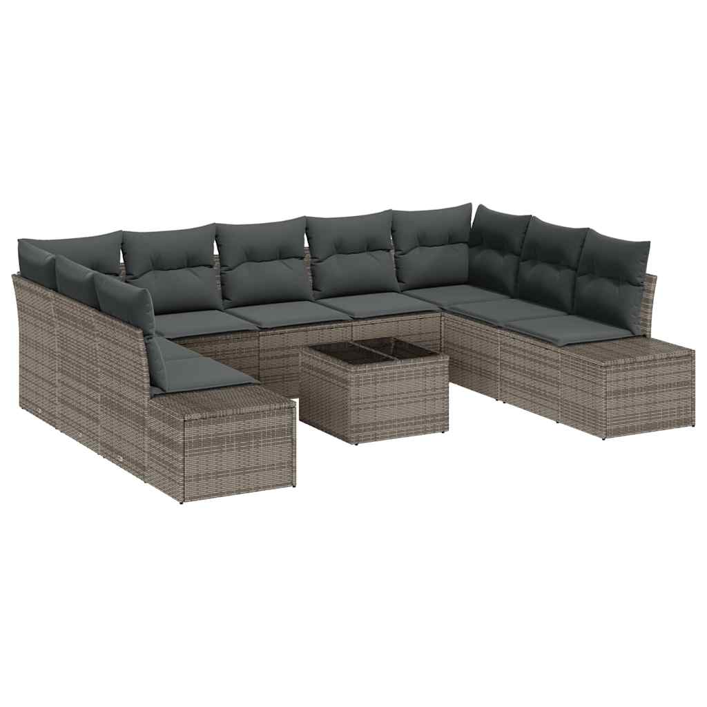 Havesofa Sæt 10 stk. Grå polyrattan