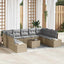 Havesofa Sæt med pude 10 pcs Beige polyrattan