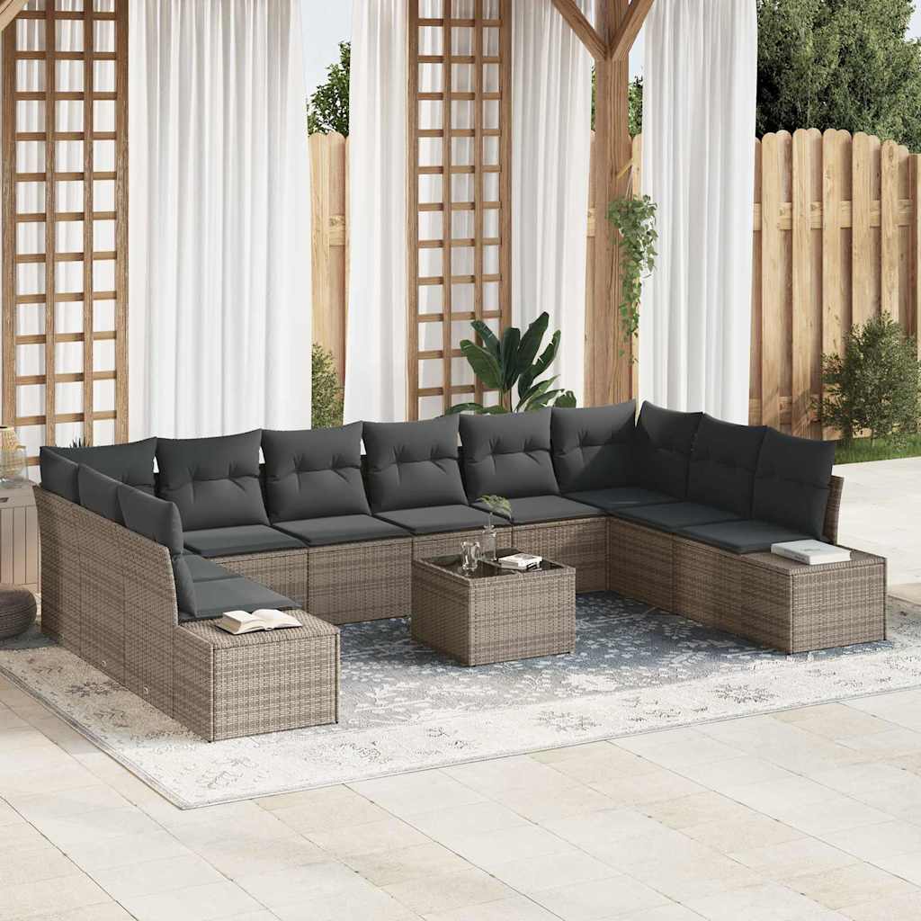 Havesofa Sæt 11 stk. Grå polyrattan