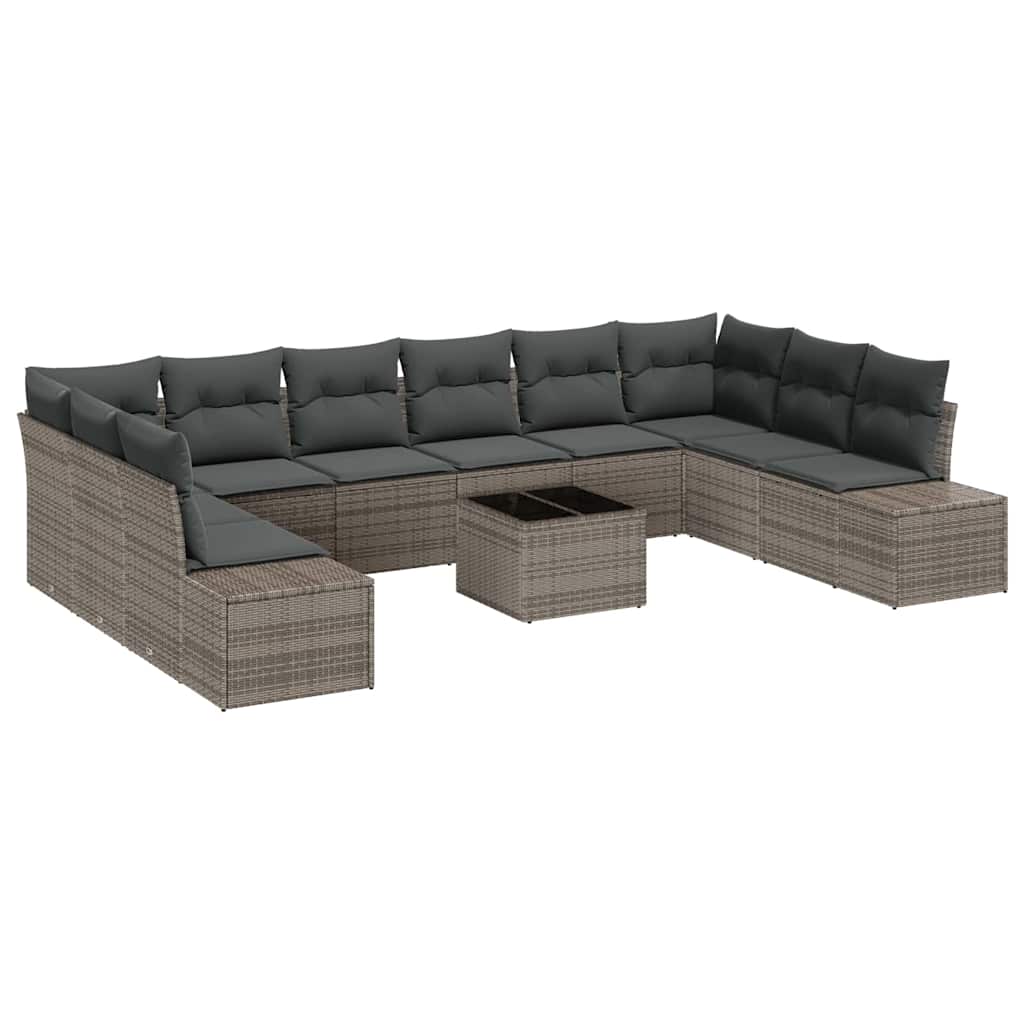 Havesofa Sæt 11 stk. Grå polyrattan