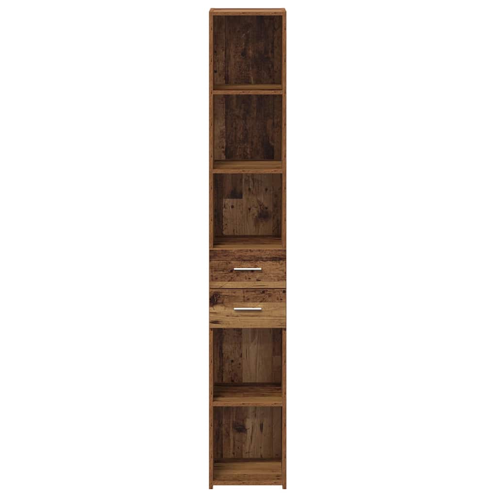 Bogreol med skuffe Gammelt træ 30 x 42.4 x 185.2 cm