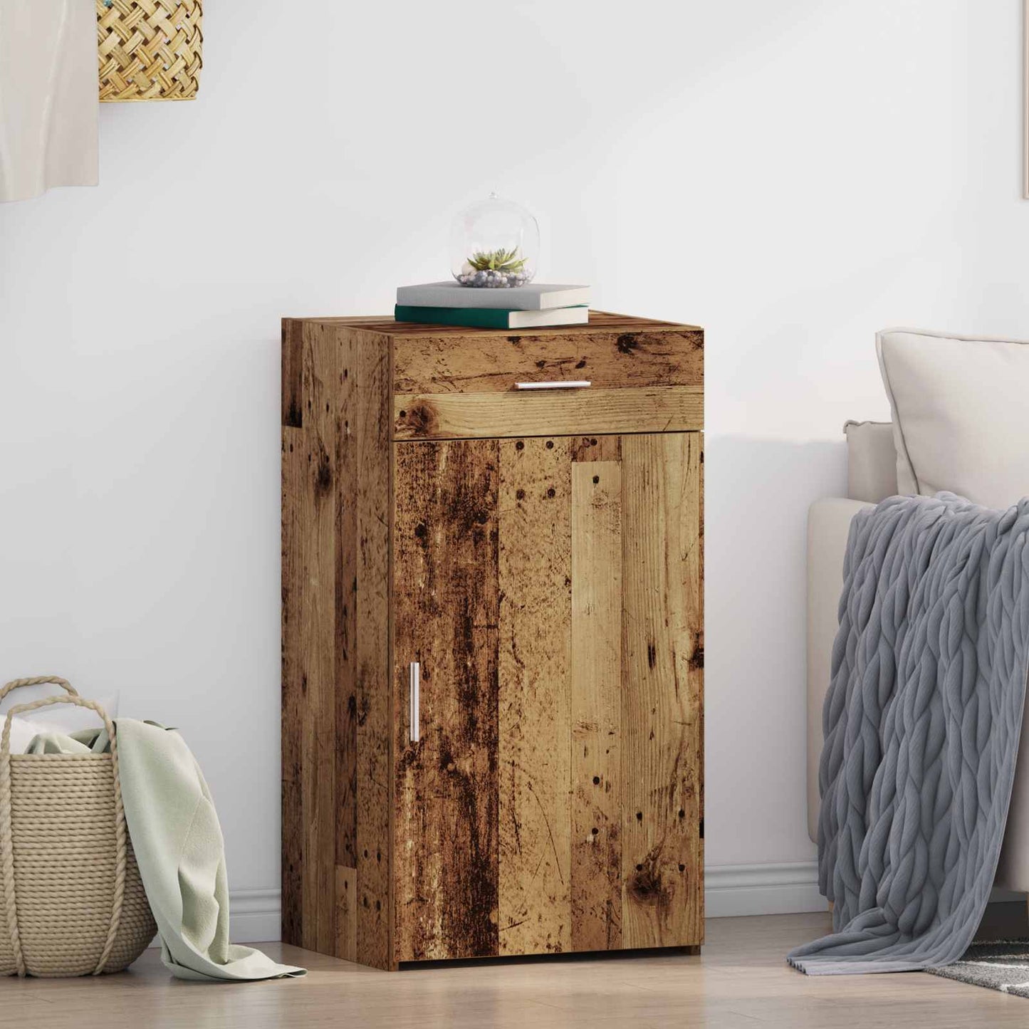 Sideboard med skuffe Gammelt træ 50 x 42,5 x 93 cm