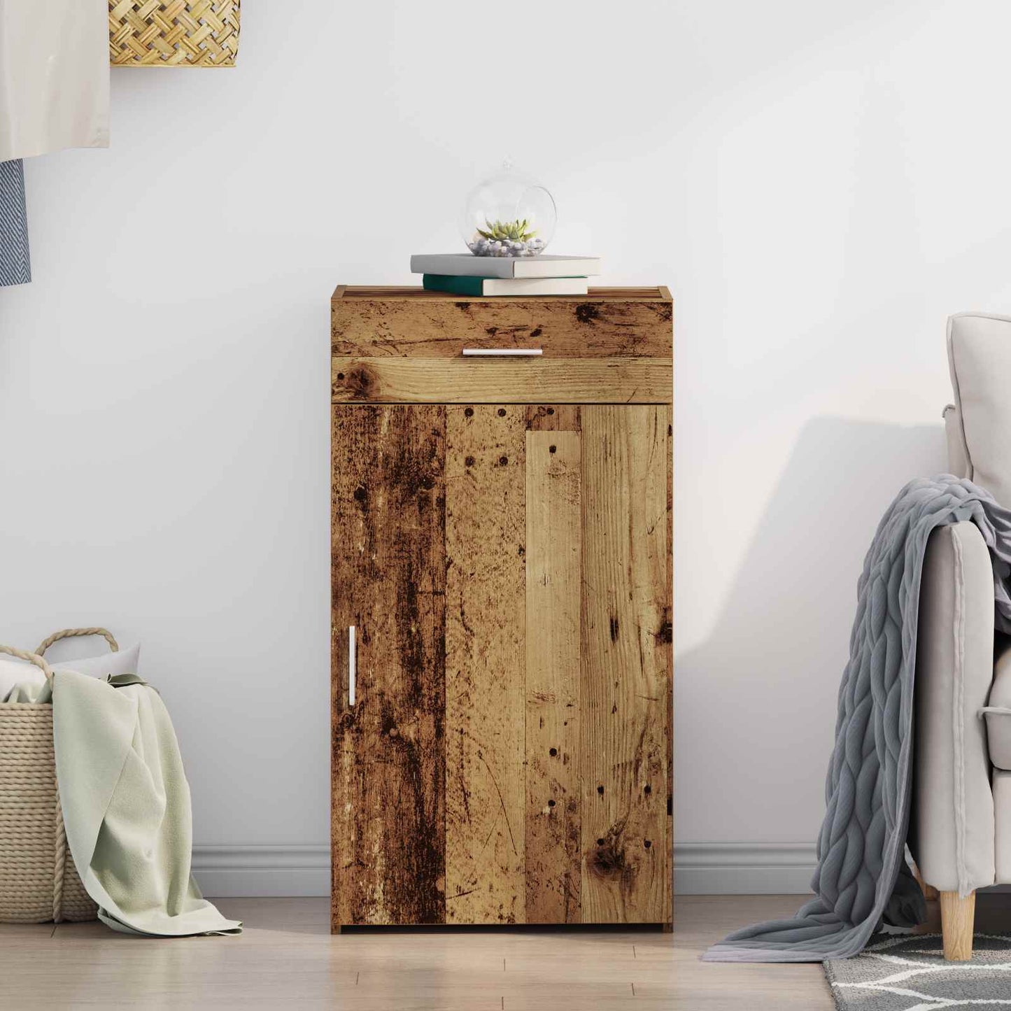 Sideboard med skuffe Gammelt træ 50 x 42,5 x 93 cm