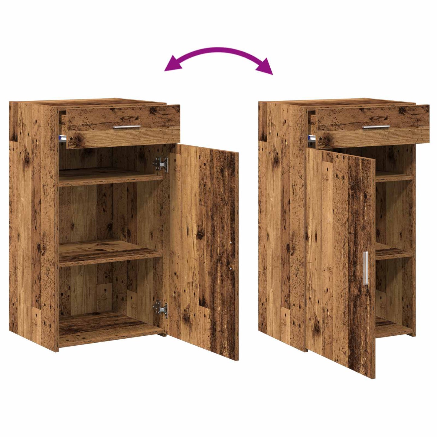 Sideboard med skuffe Gammelt træ 50 x 42,5 x 93 cm