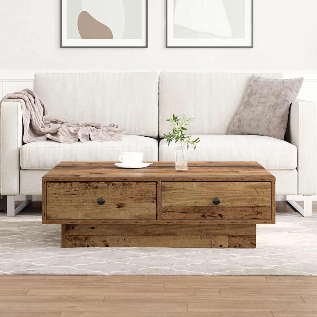 Sofabord Gammelt træ 90 x 90 x 28 cm Konstrueret træ
