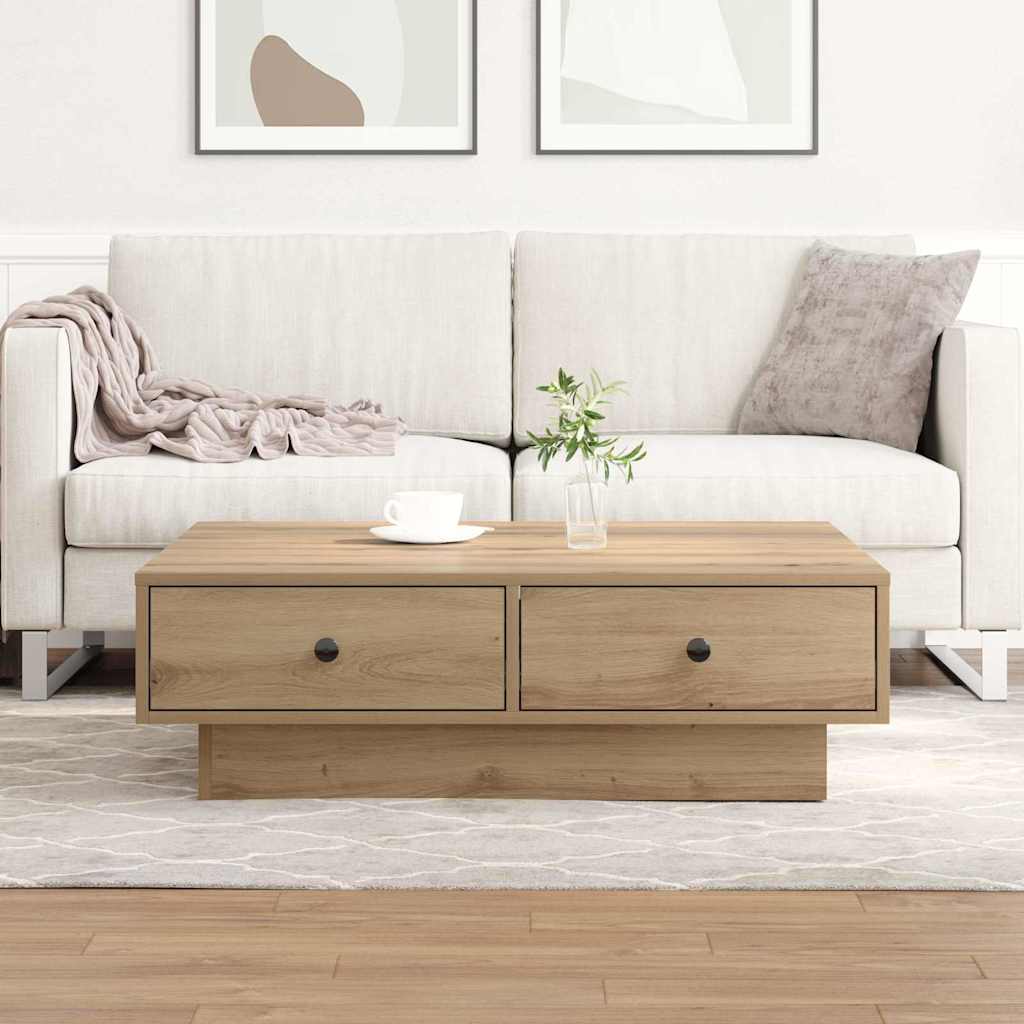 Sofabord Artisan Egetræ 90 x 90 x 28 cm Konstrueret træ