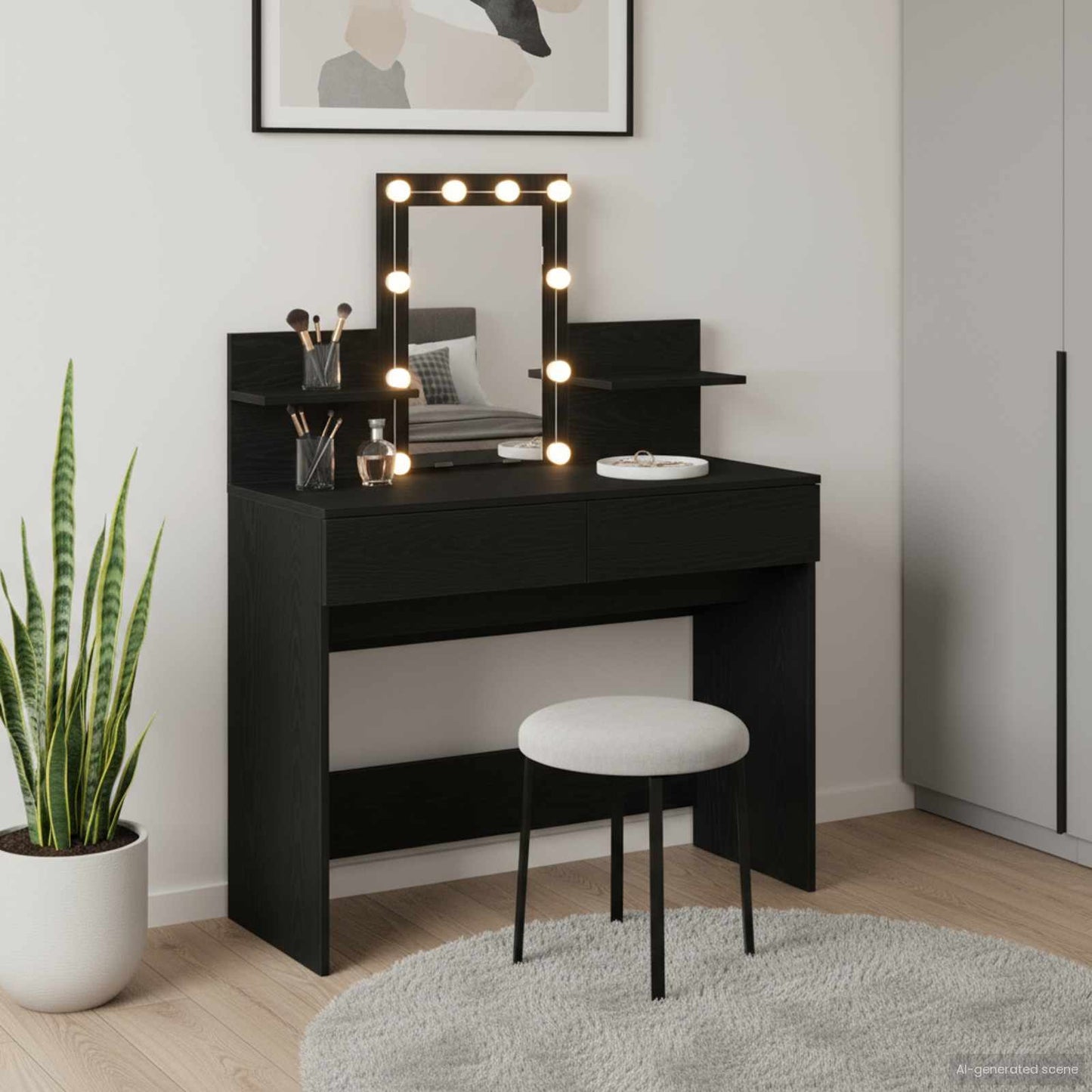 Klædeskab med skuffe Sort eg 100 x 40 x 130 cm Konstrueret træ