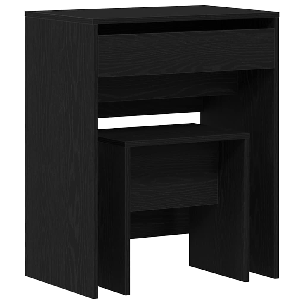 Makeupbord med skuffe Sort eg 60 x 40 x 75 cm Konstrueret træ