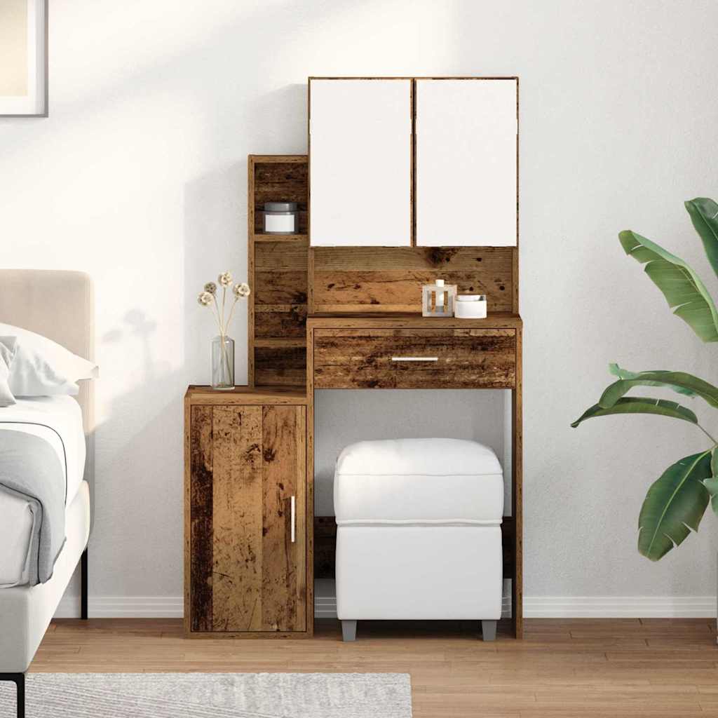 Klædeskab med dør Gammelt træ 80 x 35 x 132 cm Konstrueret træ