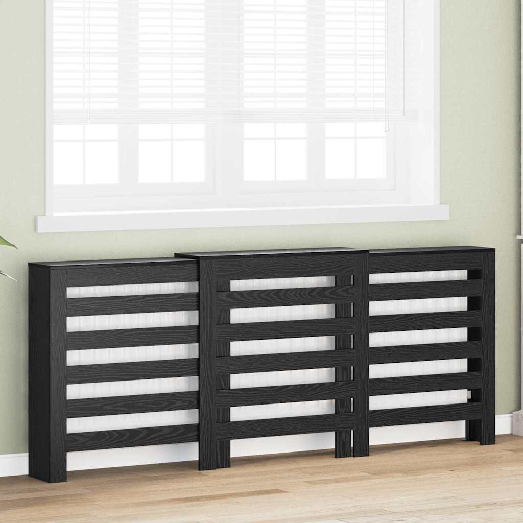 Radiatorcover Sort eg 205 x 21,5 x 83,5 cm Konstrueret træ