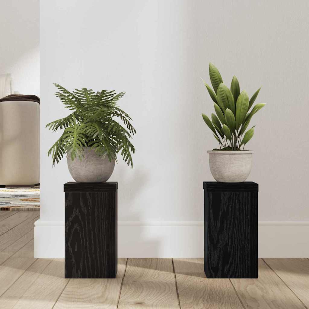 Planteholder 2 pcs Sort eg 10 x 10 x 18 cm Konstrueret træ