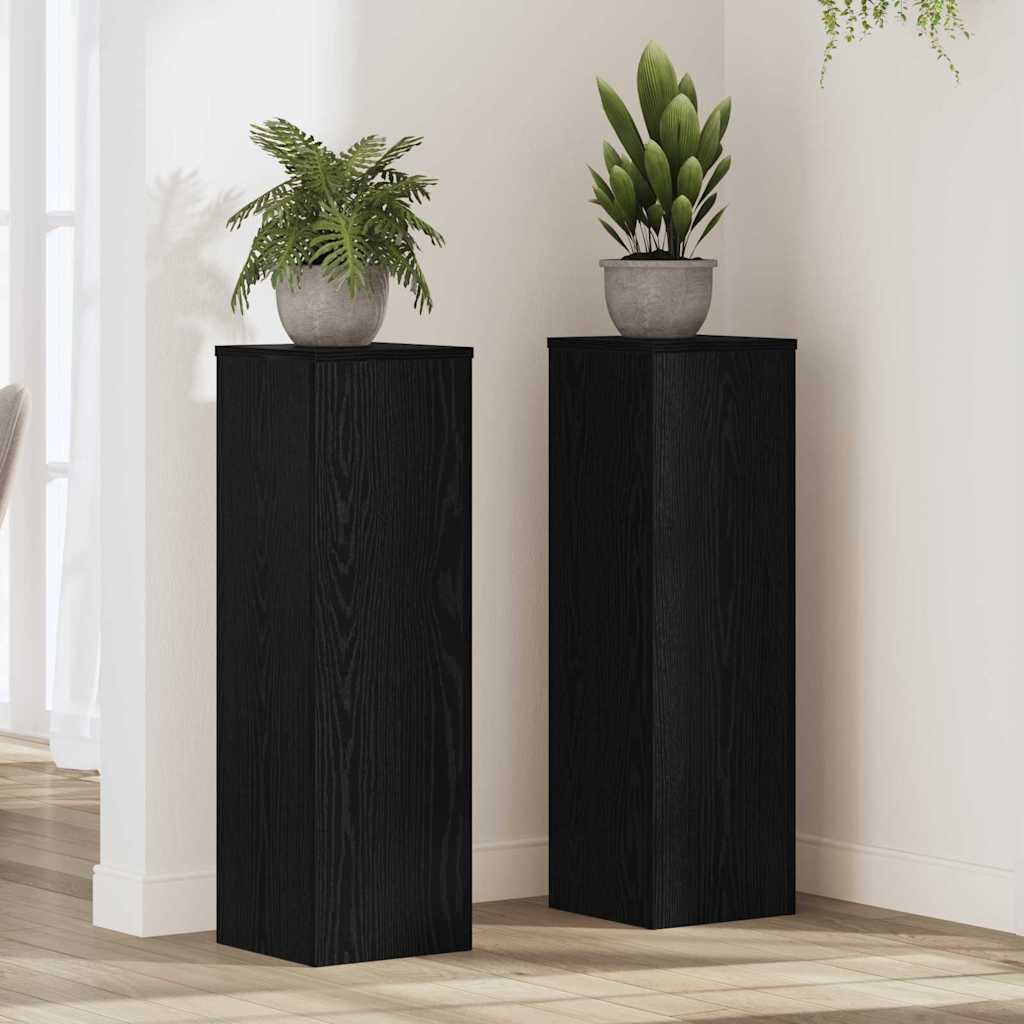 Planteholder 2 pcs Sort eg 25 x 25 x 80 cm Konstrueret træ billede