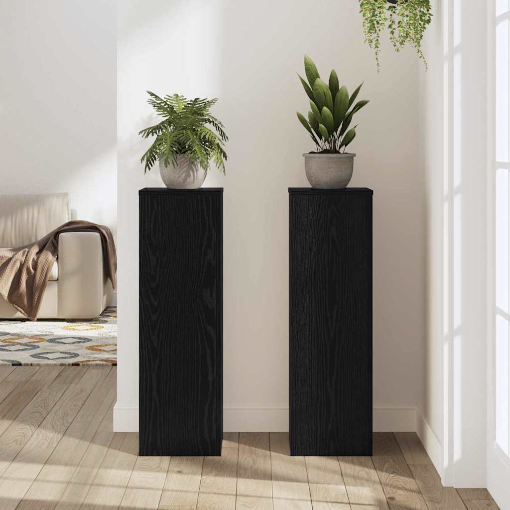 Planteholder 2 pcs Sort eg 25 x 25 x 80 cm Konstrueret træ