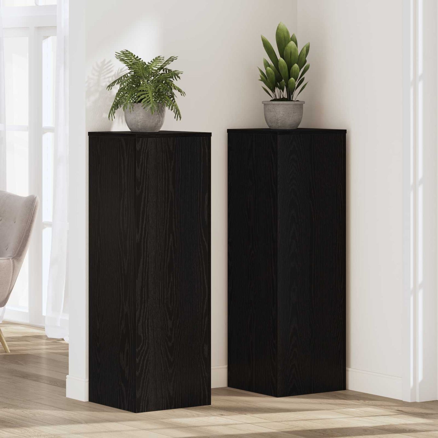 Planteholder Sort eg 33 x 33 x 100 cm Konstrueret træ