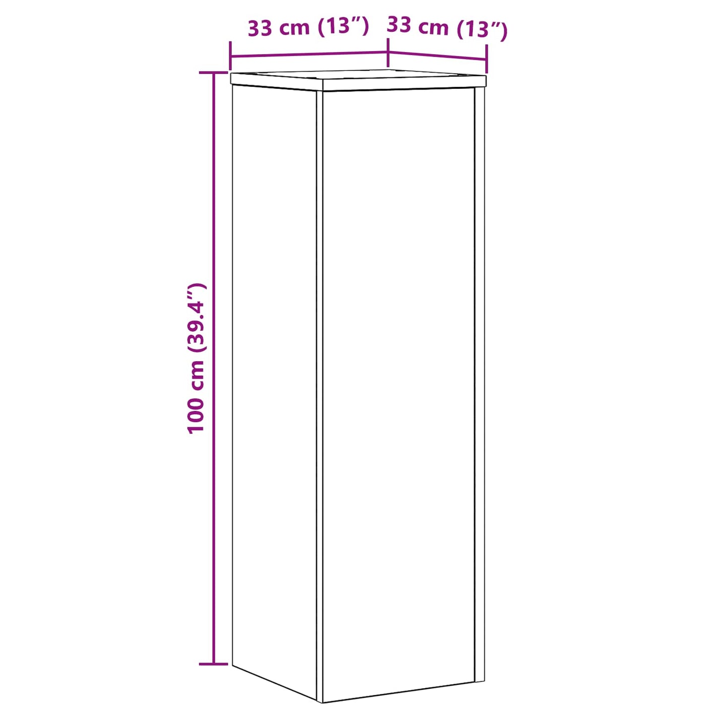 Planteholder Sort eg 33 x 33 x 100 cm Konstrueret træ