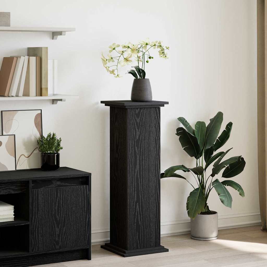 Displaystander med dør Sort eg 31 x 30 x 90 cm Konstrueret træ billede