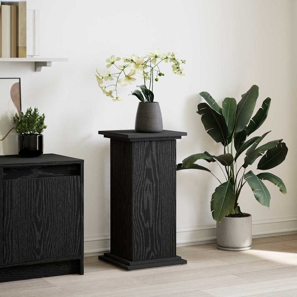 Displaystander med dør - sort eg, 31 × 30 × 60 cm, konstrueret træ
