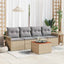 Havesofa Sæt med pude 5 pcs Beige polyrattan