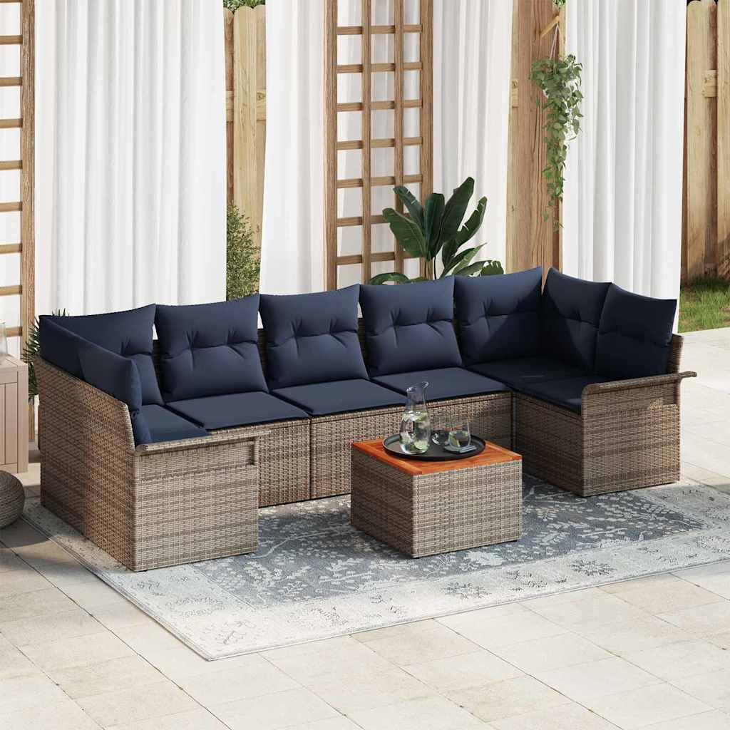 Havesofa Sæt 8 stk. Grå polyrattan