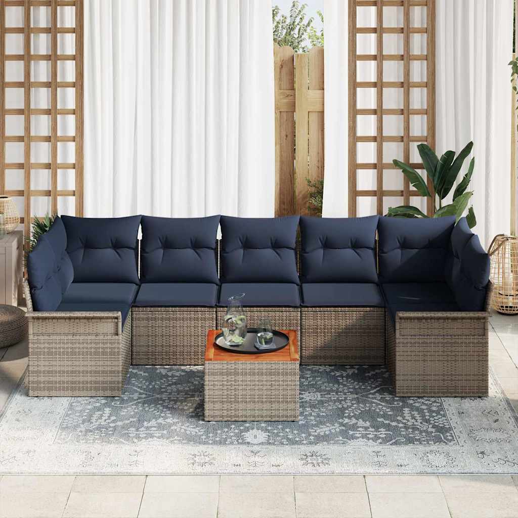 Havesofa Sæt 8 stk. Grå polyrattan
