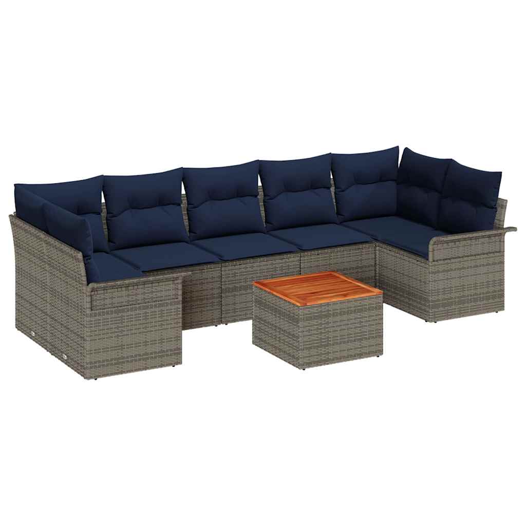 Havesofa Sæt 8 stk. Grå polyrattan