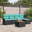 Havesofa Sæt med pude 6 pcs Sort polyrattan