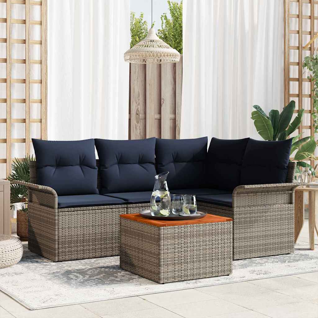 Havesofa Sæt 5 stk. Grå polyrattan
