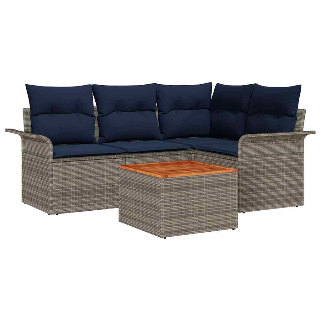 Havesofa Sæt 5 stk. Grå polyrattan