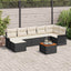 Havesofa Sæt med pude 8 pcs Sort polyrattan