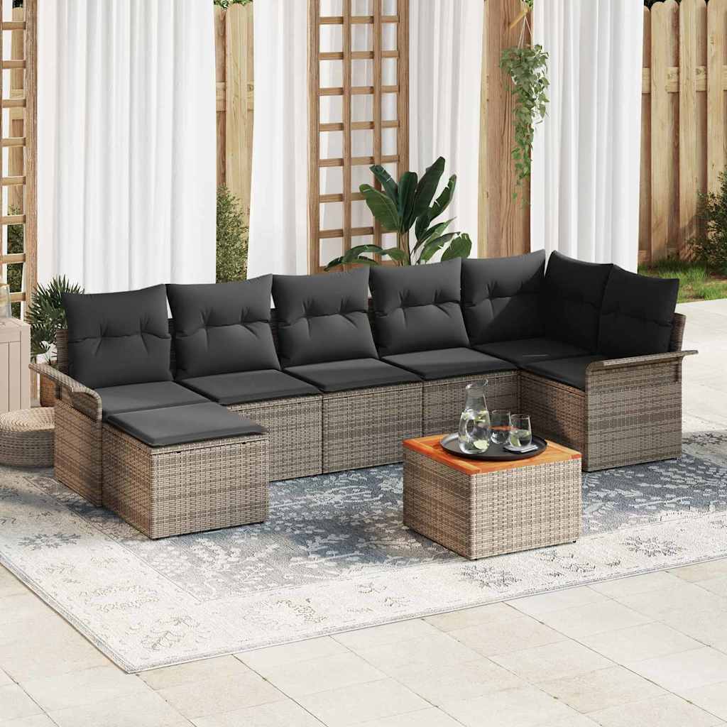 Havesofa Sæt 8 stk. Grå polyrattan