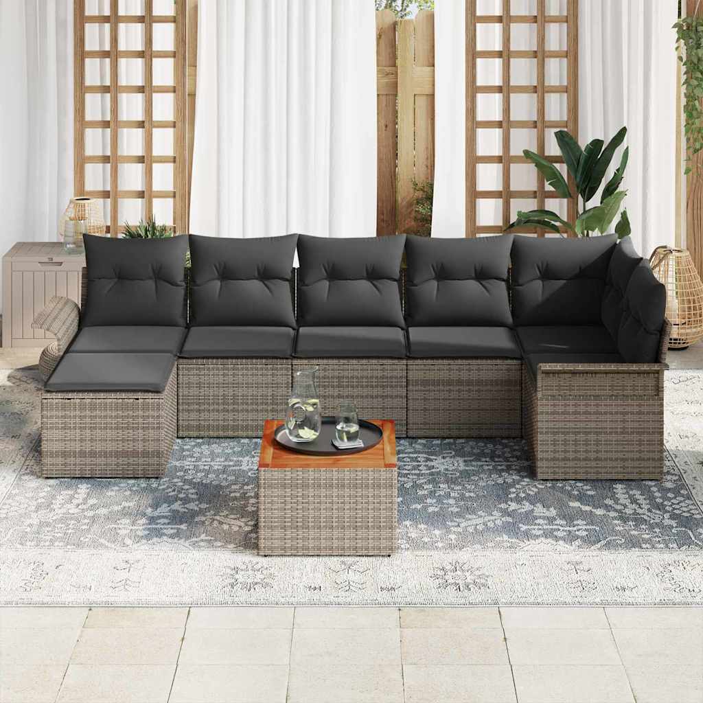 Havesofa Sæt 8 stk. Grå polyrattan